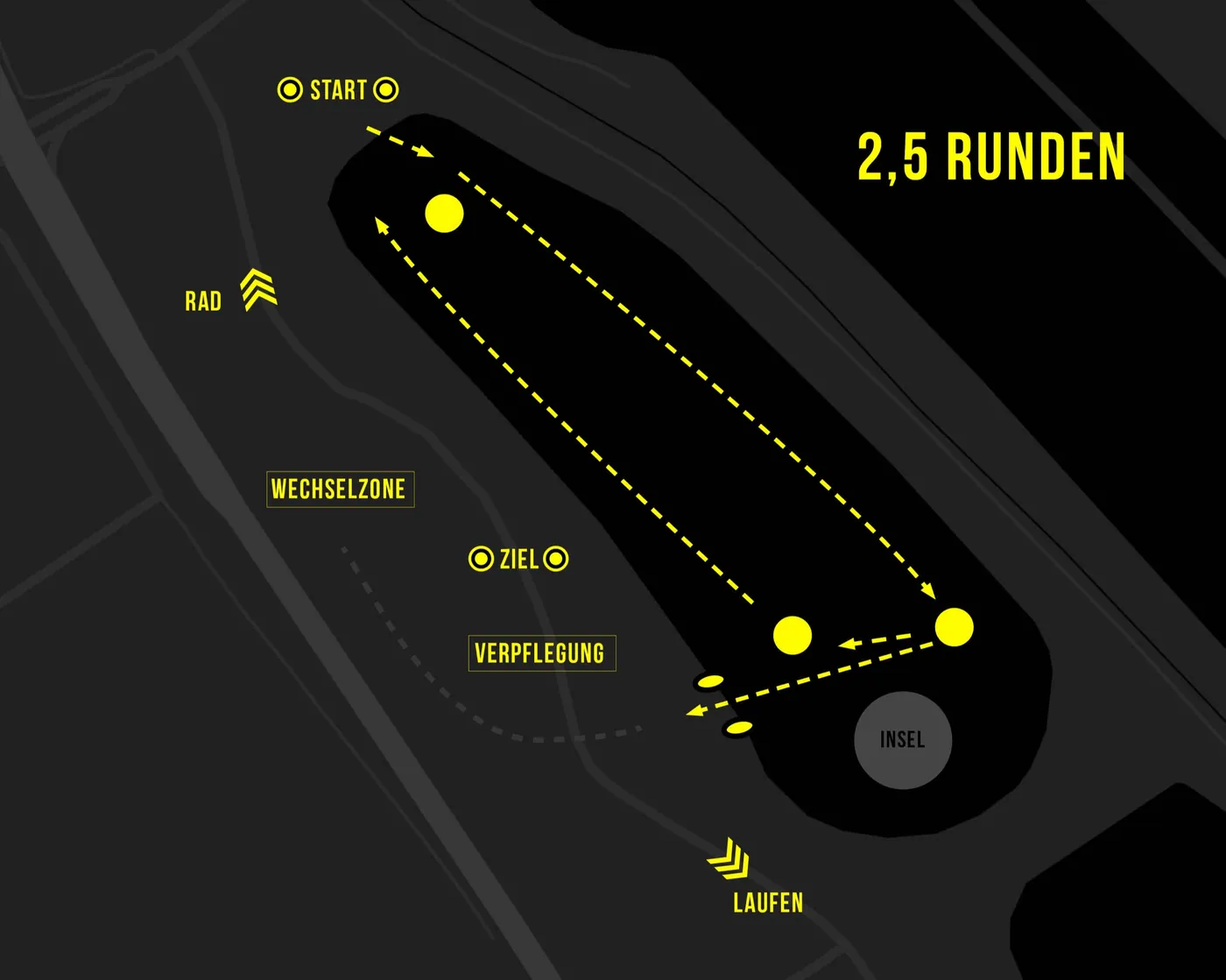 Streckenkarte Schwimmen Cross-Triathlon: 2,5 Runden im Erlabrunner See