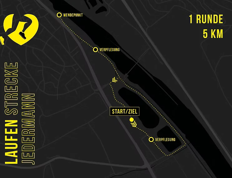 Streckenkarte Laufen Jedermann: eine Runde, 5 km am Main-Radweg