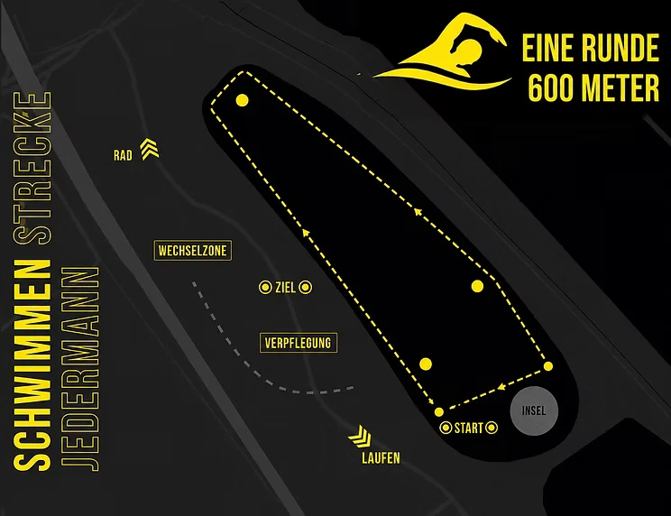 Streckenkarte Schwimmen Jedermann: eine Runde, 600 Meter im Erlabrunner See